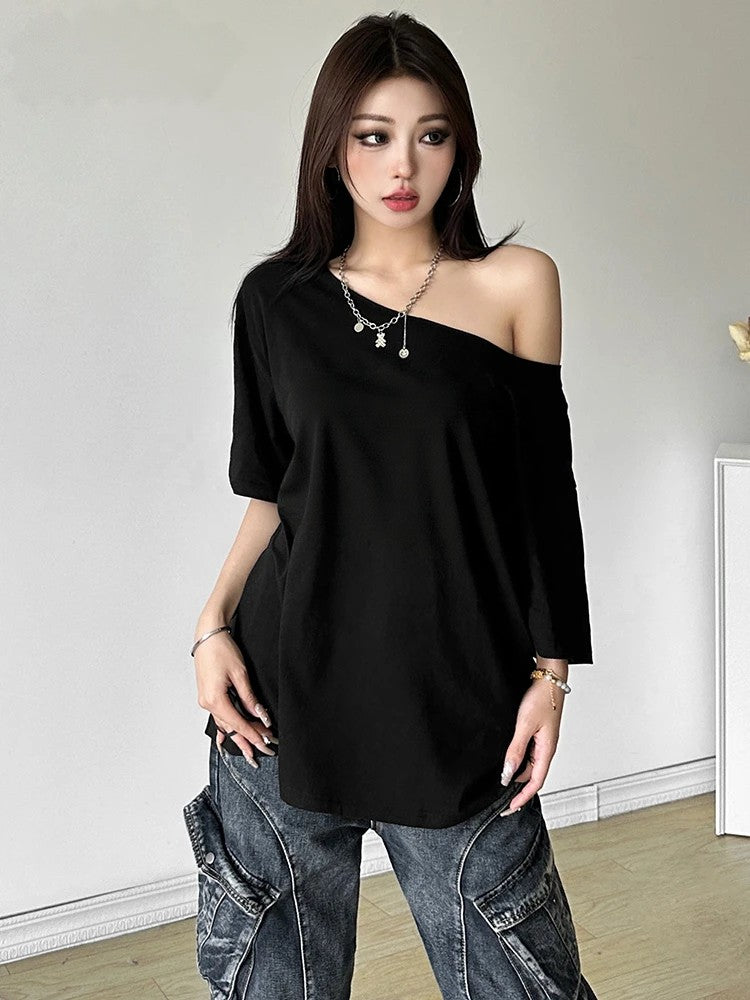 VILZSTUDIOS Casual Off-Shoulder T-Shirt
