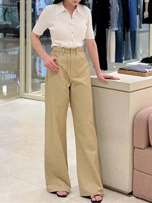 Diamond High Waist Straight Denim Jeans