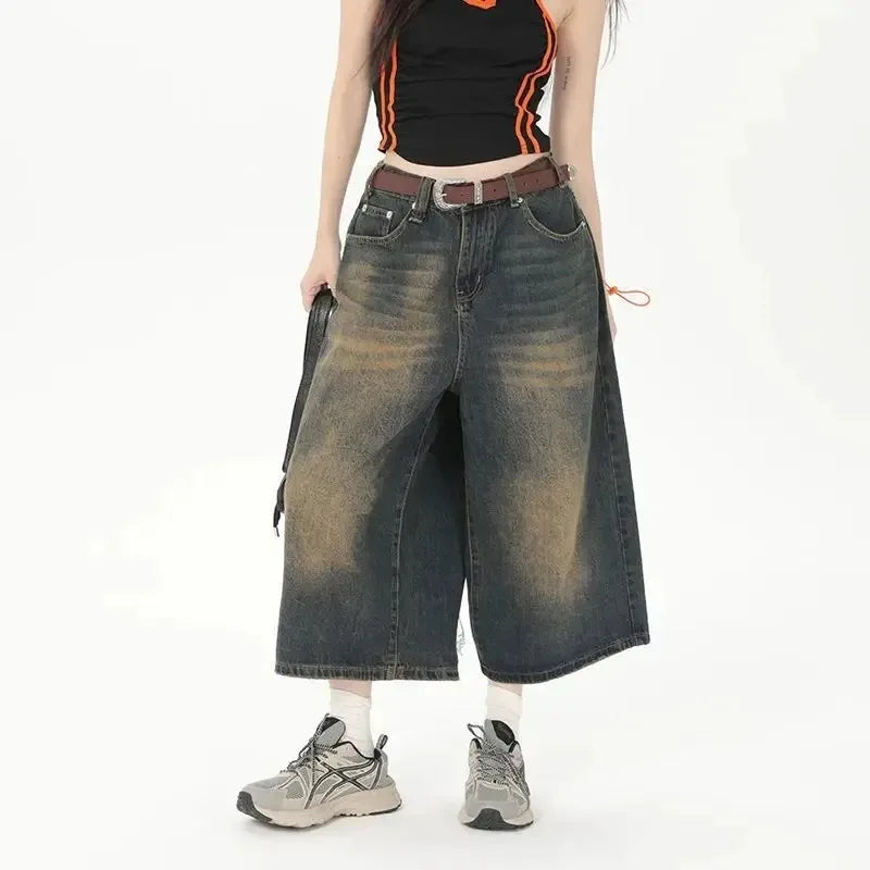 VILZSTUDIOS Dark Washed High Waisted Jorts