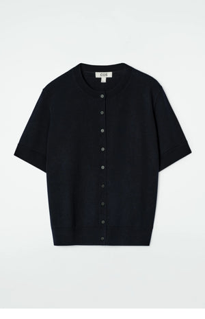 VILZSTUDIOS Basic Knitted Round Neck Short Sleeve Cardigan