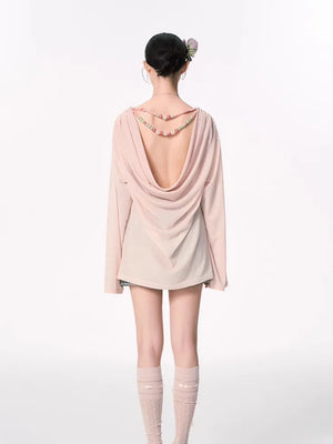 VILZSTUDIOS Oversized Backless Graphic Top