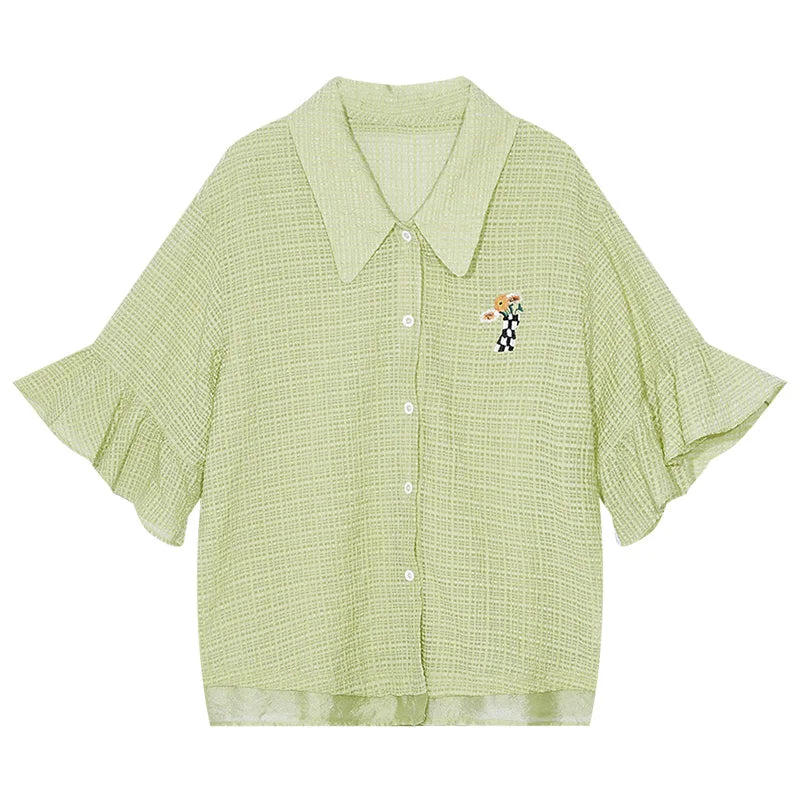 VILZSTUDIOS Fairy Pocket Lightweight Chic Short Shirt