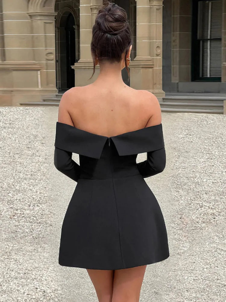VILZSTUDIOS Off-Shoulder Long Sleeve Mini Dress