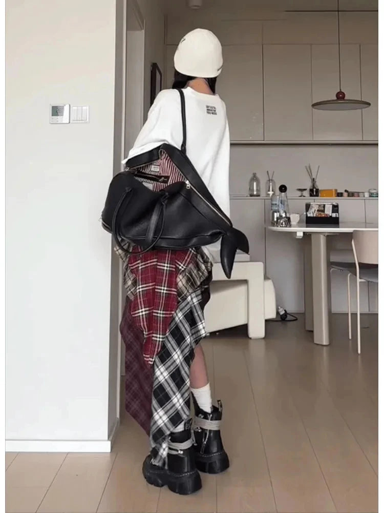 VILZSTUDIOS Plaid Vintage A-Line Skirt Womens Mini