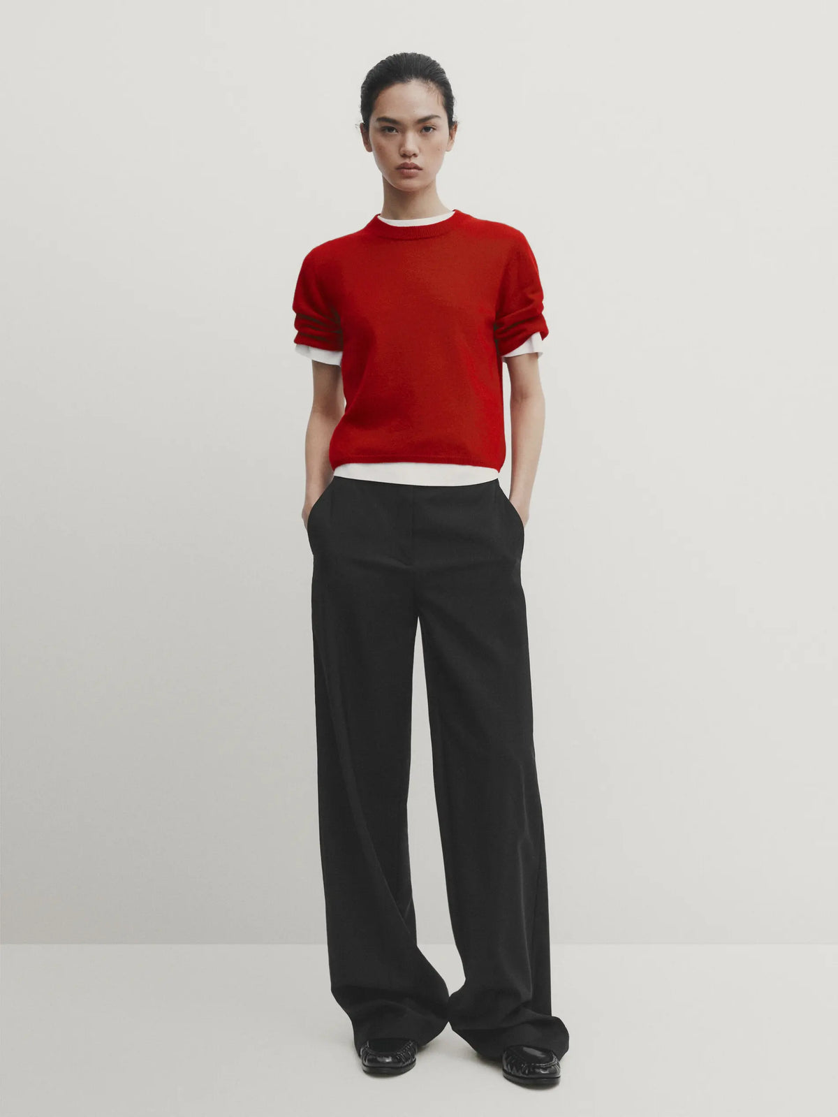 VILZSTUDIOS Red Wool Short Sleeve Sweater