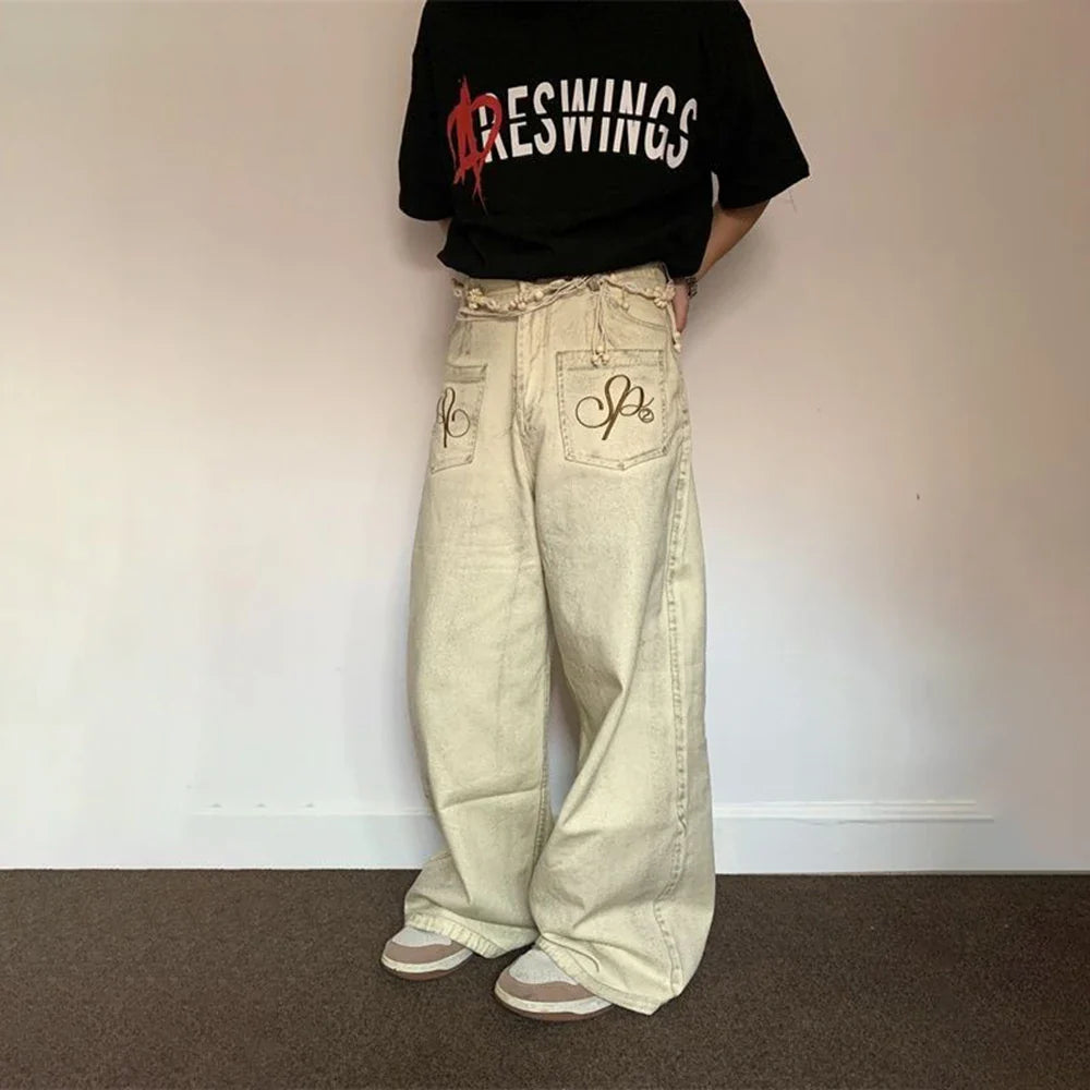 VILZSTUDIOS Retro American Loose Straight Jeans
