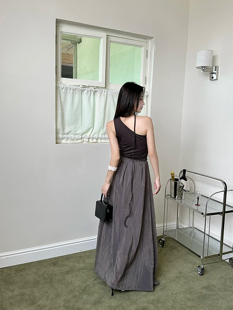 VILZSTUDIOS Brown Patchwork A-Line Maxi Skirts