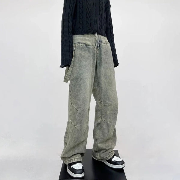 Vintage Gelbe Schlamm getragene Arbeitsjeans