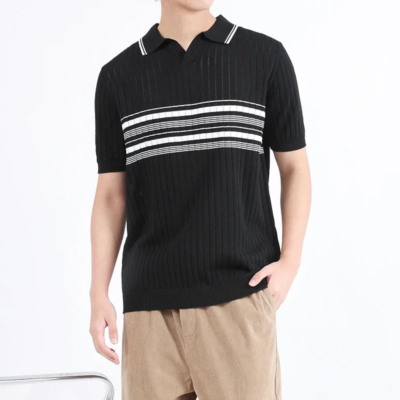 VILZSTUDIOS Lapel Knit Polo T-Shirt