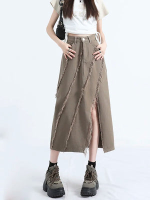 VILZSTUDIOS Chic Irregular High Waist Midi Skirt