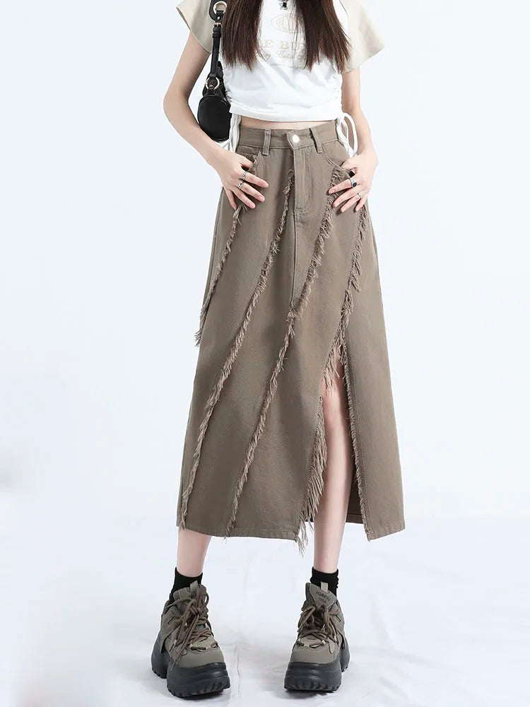 VILZSTUDIOS Chic Irregular High Waist Midi Skirt
