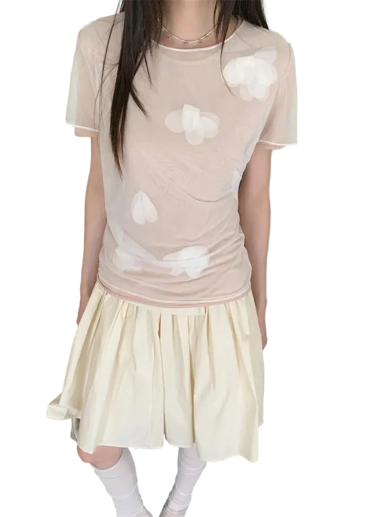 VILZSTUDIOS Pink Mesh Layered T-Shirt