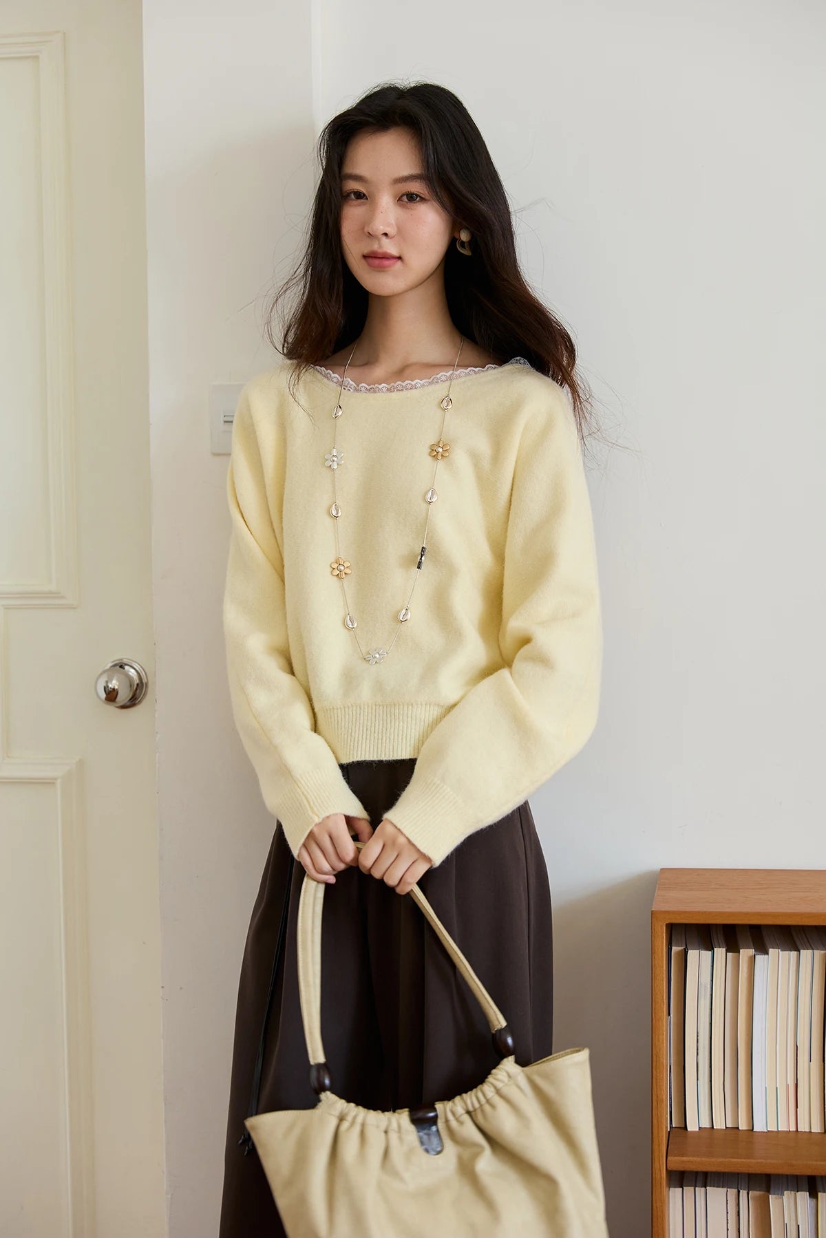VILZSTUDIOS Yellow Lace Knitted Sweater