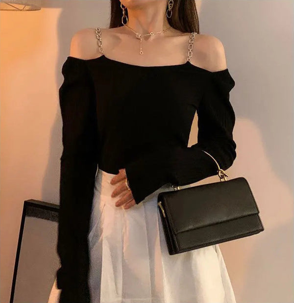 Sexy Off Shoulder Knitted Sling Sweater