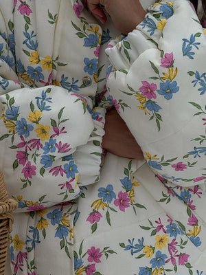 VILZSTUDIOS Cozy Floral Print Oversized Puffer Jacket