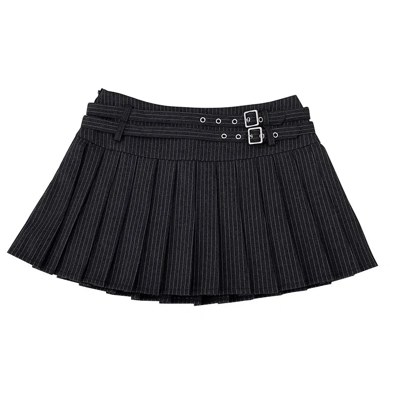 VILZSTUDIOS Spicy American Retro Striped Mini Skirt