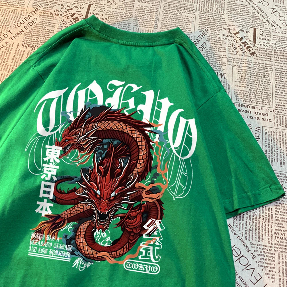 VILZSTUDIOS Vintage Dragon Cotton T-Shirt
