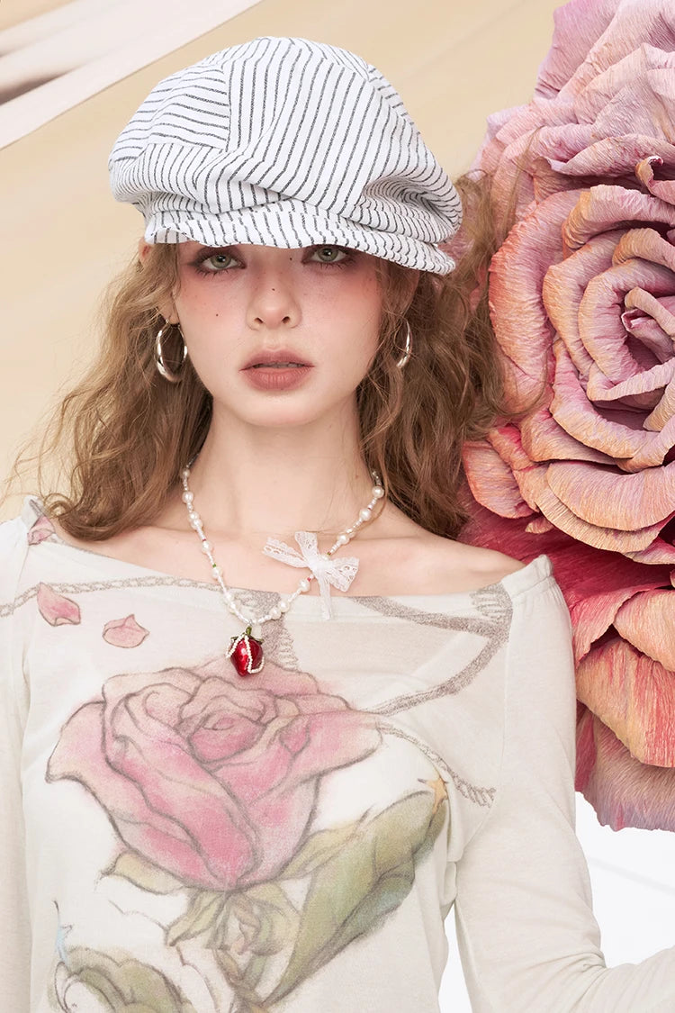VILZSTUDIOS Off Shoulder Rose Print Top