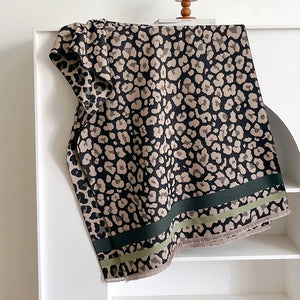 VILZSTUDIOS New Luxury Winter Leopard Two-Sided Cashmere Jacquard Scarves High Quality Women Thicken Wrap Shawl Ladies Wool Pashmina Scarf