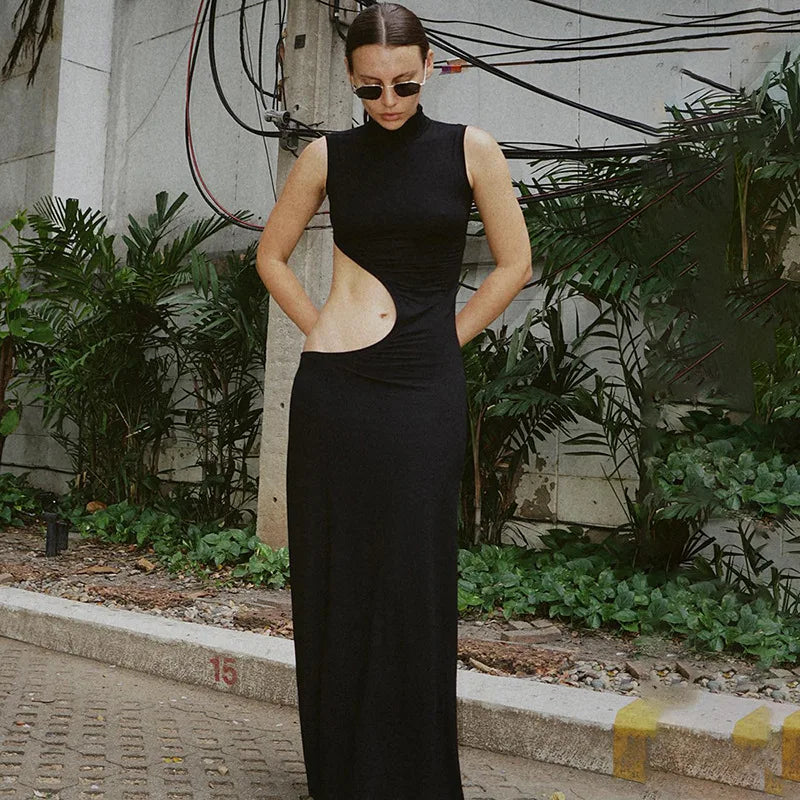 VILZSTUDIOS Sexy Cryptographic Cut Out Maxi Dress