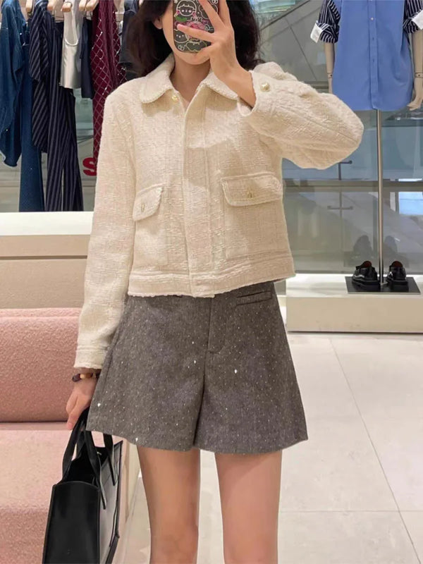 Chic Diamond Decoration High Waist Mini Skirt