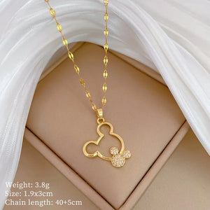 VILZSTUDIOS Disney Hollow Mickey Mouse Zircon Pendant Necklace
