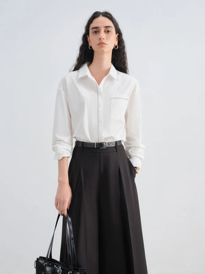 VILZSTUDIOS Minimalist Contrast Trim Cotton Shirt