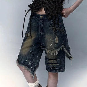 VILZSTUDIOS Vintage Grunge Aesthetic Distressed Denim Jeans