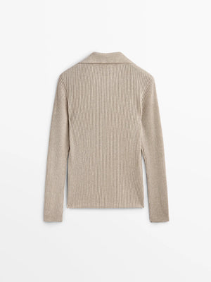VILZSTUDIOS Ribbed Knit Lace-Up Sweater
