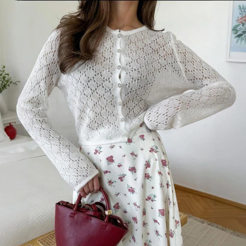 VILZSTUDIOS Hollow Out Knit Cardigan
