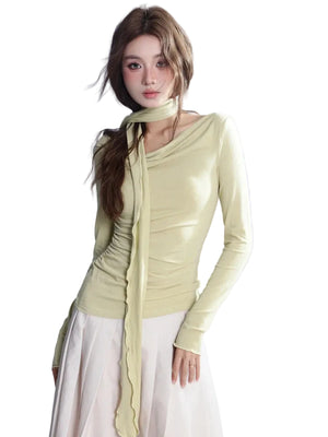 VILZSTUDIOS Mint Green Round Neck Long Sleeve Top