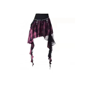 VILZSTUDIOS Vintage Red A-Line Lace Skirt