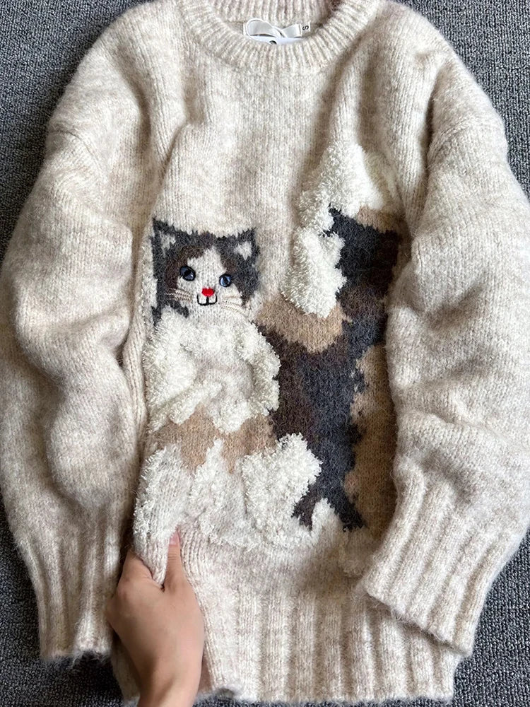 VILZSTUDIOS Cozy Knitted Cat Sweater