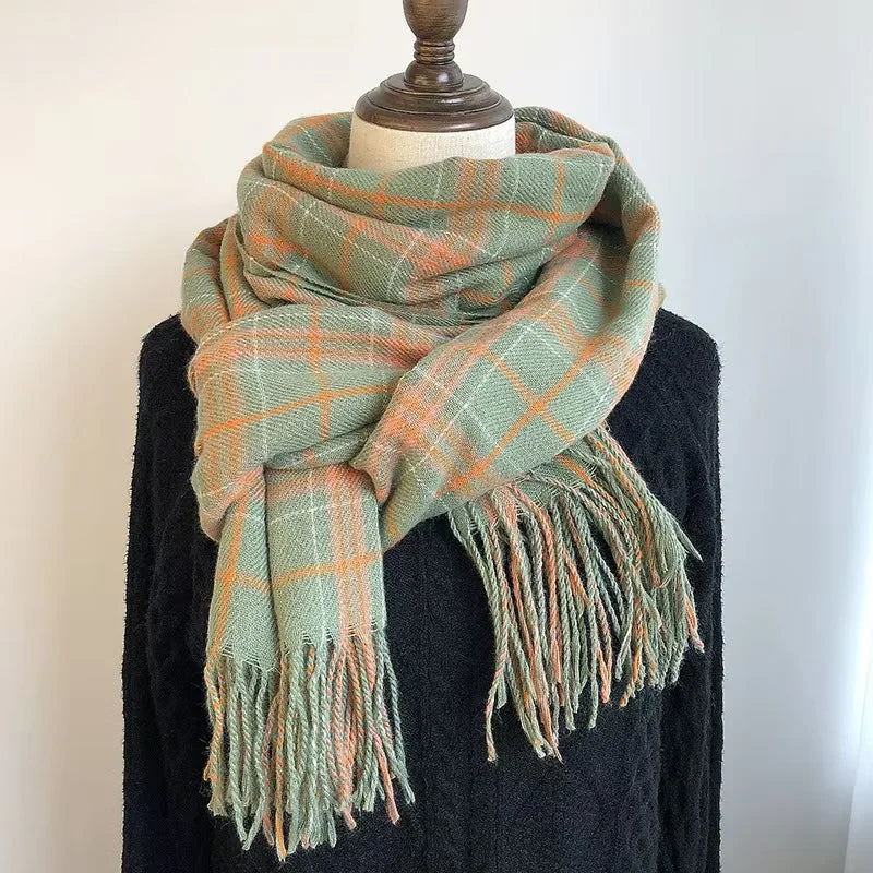 VILZSTUDIOS Warm Plaid Pashmina Scarf