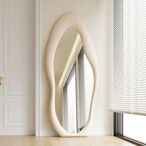 VILZSTUDIOS Full-length mirror Floor-to-ceiling Bedroom full-length mirror Special-shaped irregular cream ins wind fitting mirror