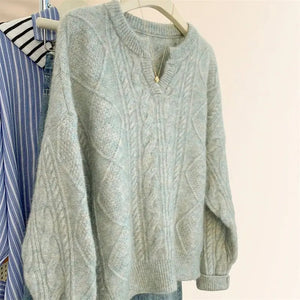 VILZSTUDIOS Cozy Loose Fit V-Neck Sweater