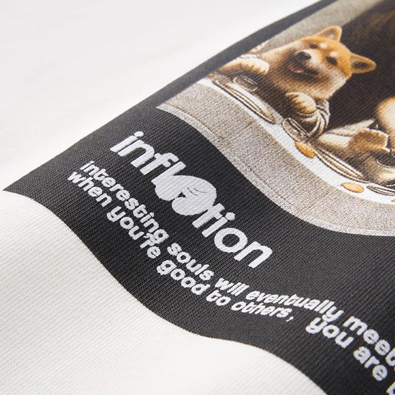 VILZSTUDIOS Funny Shiba Print Cotton T-Shirt