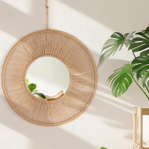 VILZSTUDIOS Handmade hemp rope mirror decoration mirror living room background decoration hallway shopping mall famous hotel wall decor