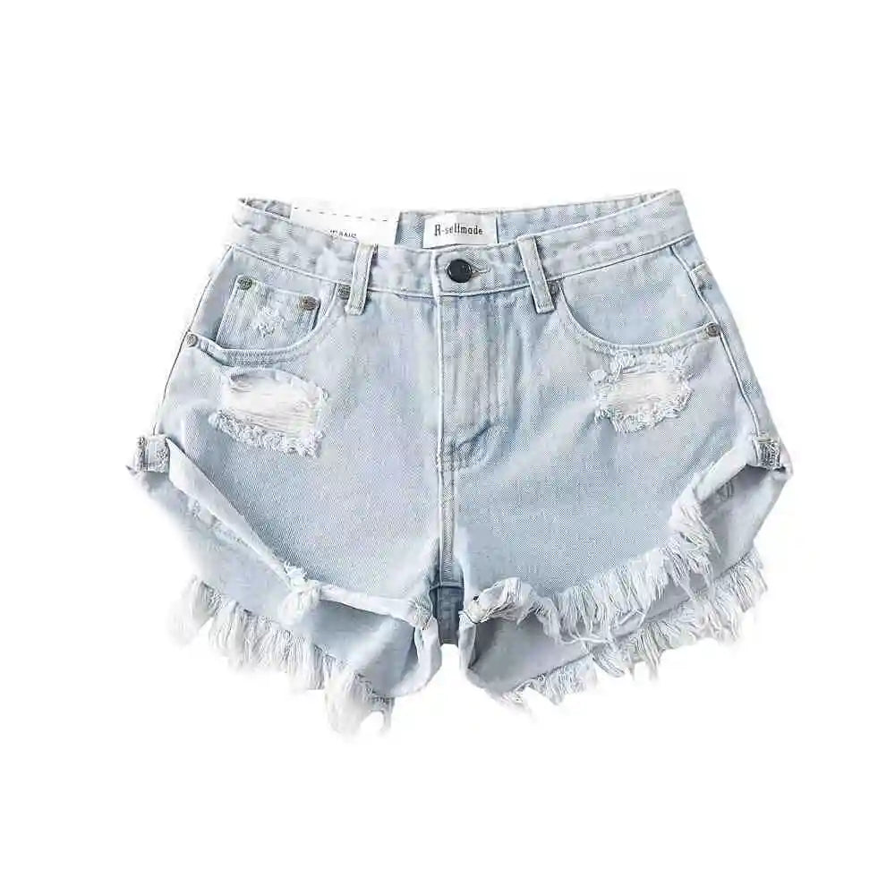 VILZSTUDIOS Trendy High Waist Ripped Denim Jeans shorts
