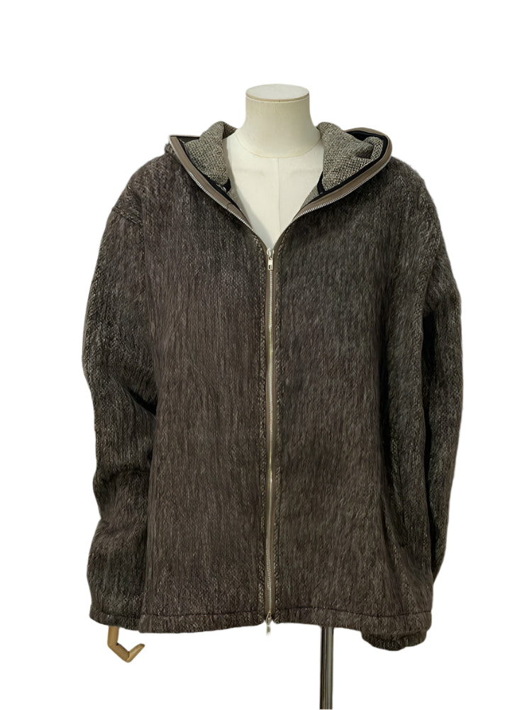VILZSTUDIOS Knitted Hooded Zipper Cardigan