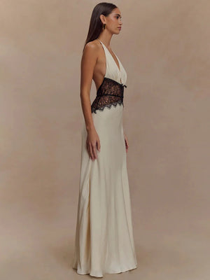 VILZSTUDIOS Backless Elegant Lace Maxi Dress