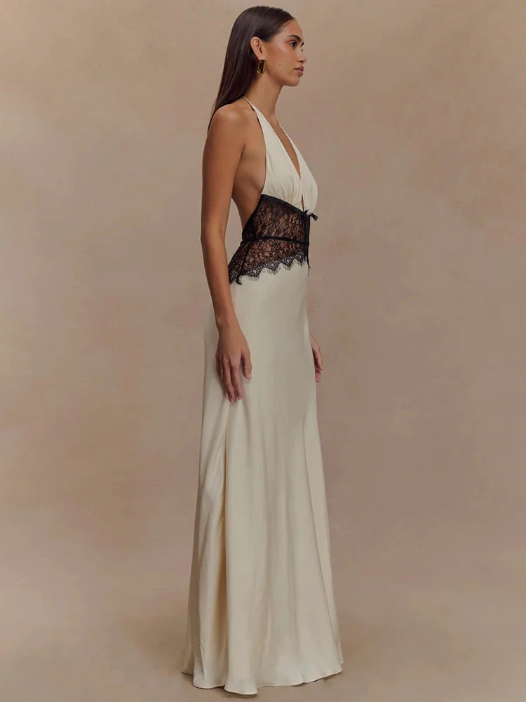 VILZSTUDIOS Backless Elegant Lace Maxi Dress