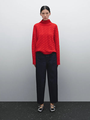 VILZSTUDIOS Red Tweed High Neck Sweater