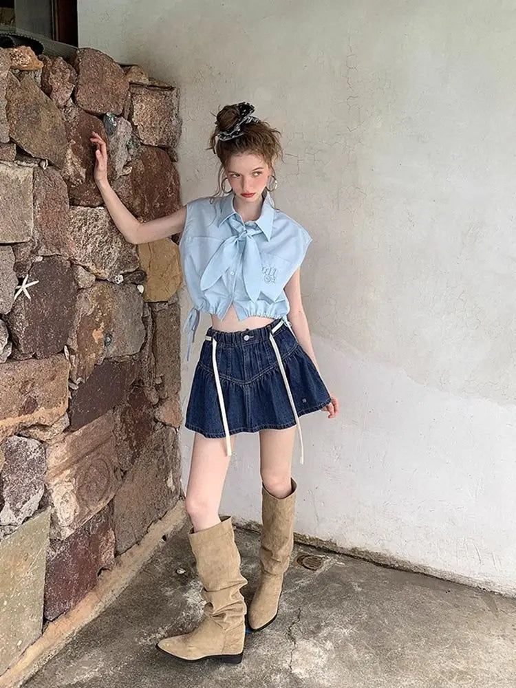 VILZSTUDIOS Spicy American Retro Denim Mini Skirts