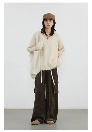 VILZSTUDIOS Cozy Loose V-Neck Sweater