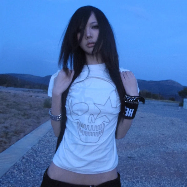 Grunge Skull Print T-shirt
