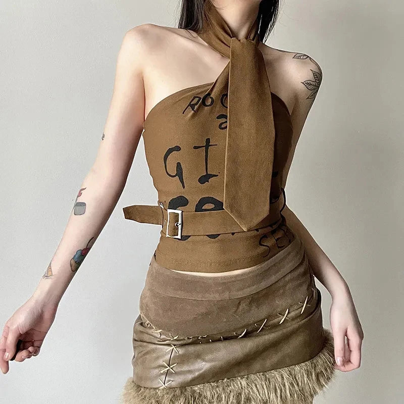 VILZSTUDIOS Vintage Slim Halter Top
