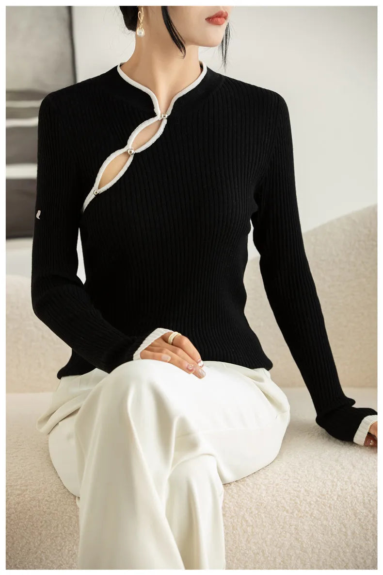 VILZSTUDIOS Stylish Chinese Style Knitted Sweater