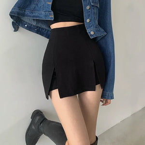 VILZSTUDIOS Black Sexy Split Shorts Skirt Pants