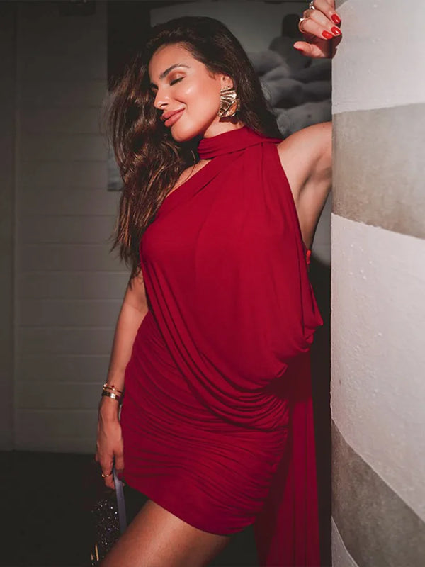 Sultry Mesh Strapless Backless Ruched Dress